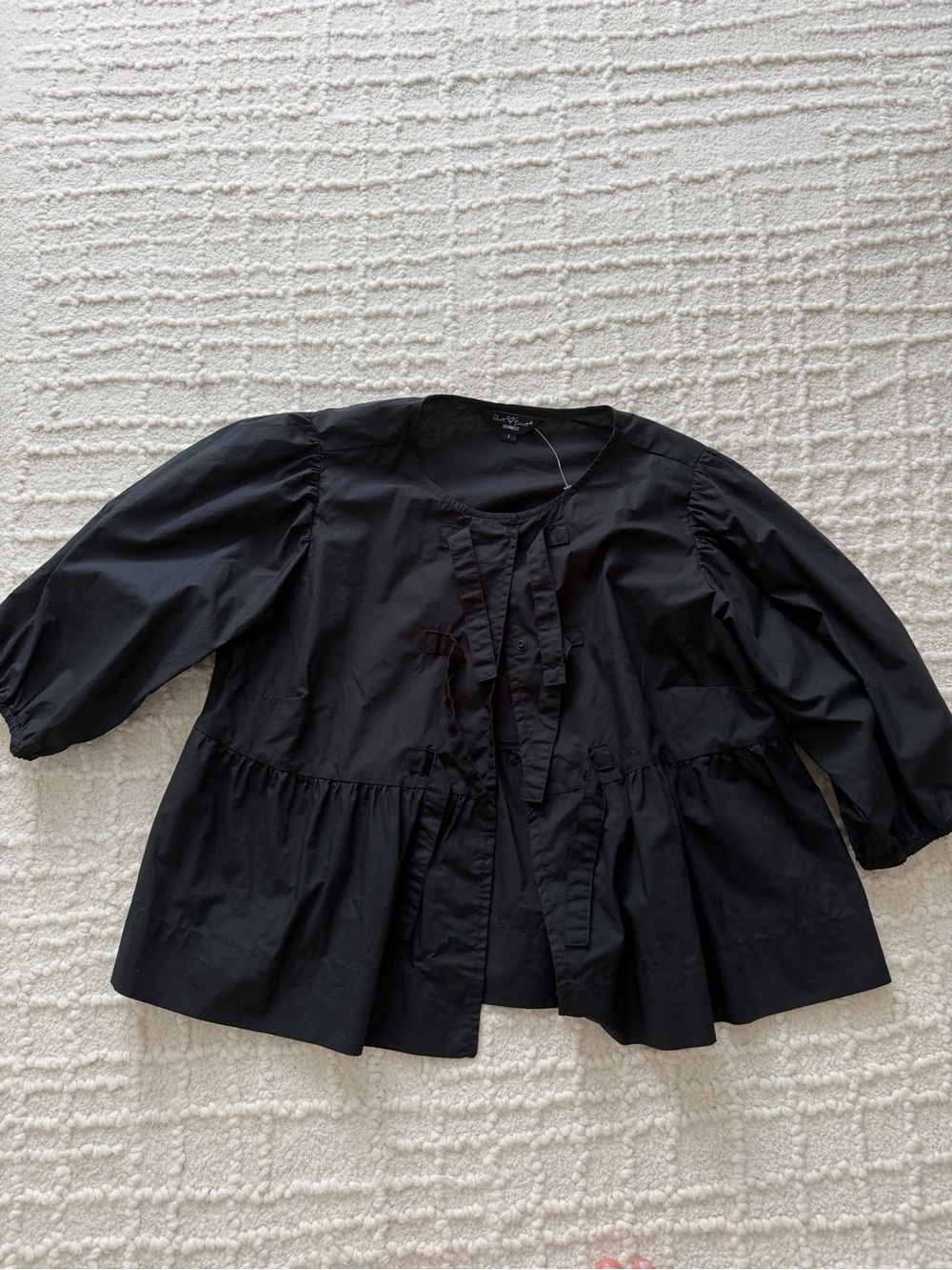 Women's Black Ruffled Peplum Top
